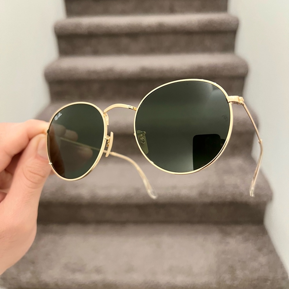 NEW Ray Ban Round Metal Gold Frames, Green Lenses RB3447 50mm Unisex